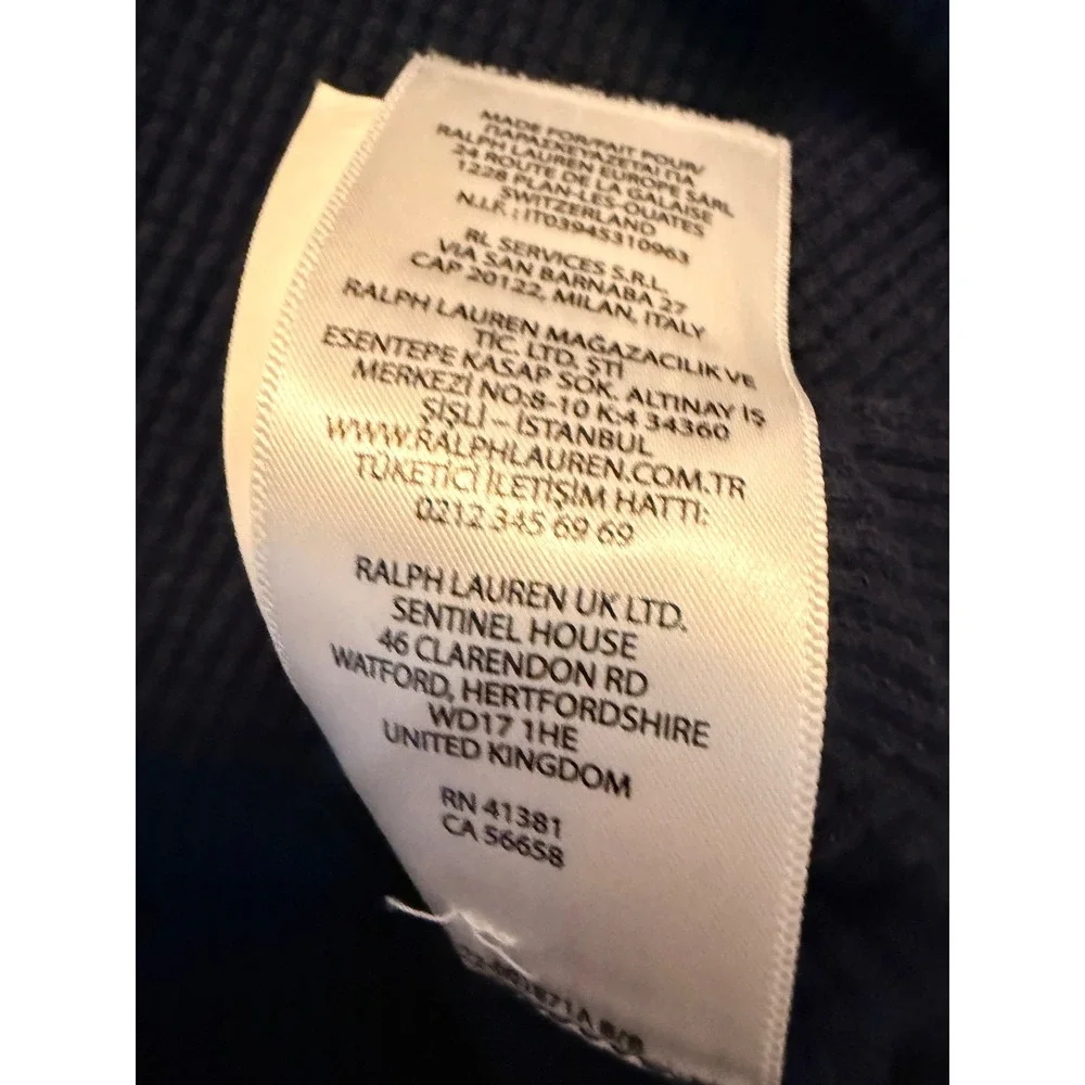 Polo Ralph Lauren Mens‎ XL Navy Blue Waffle Knit Thermal Long Sleeve Crewneck